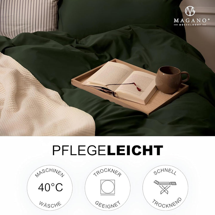 Magano® Premium Bettwäsche 135x200 Grün | Weich & Bügelfrei | Hypoallergen & Atmungsaktiv | Deckenbe