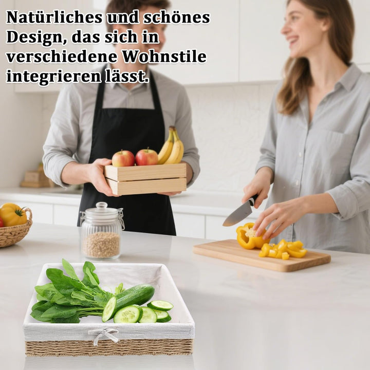 4er Set Brotkörbchen, 4 Grössen Brötchenkorb mit Innen Metallrahmen＆Baumwolleinsat, Brotkorb Gefloch