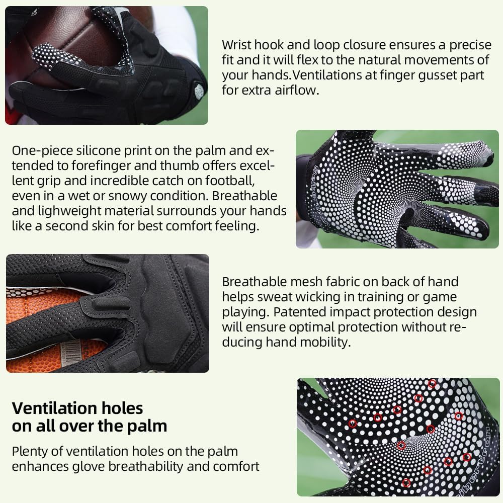 Seibertron G.A.R.G 2.0 Gel Filled Patentiert Anti-Impact Ultra-Stick Football Sports Receiver/Empfän