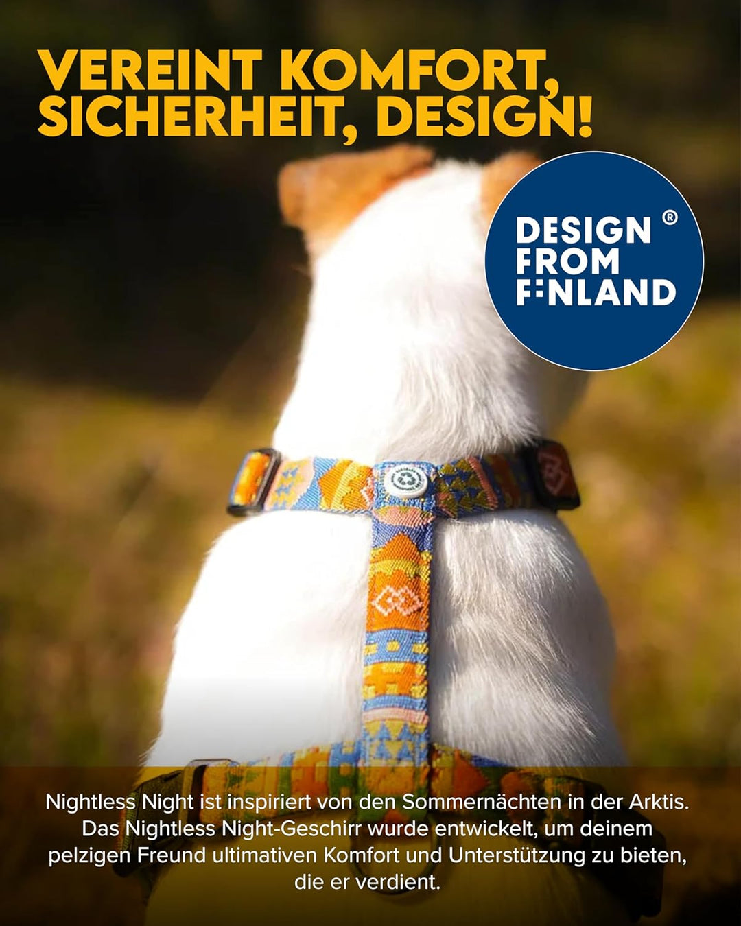 Woolly Wolf Nightless Night Dog Harness S - Hundegeschirr für kleine Hunde aus recyceltem Polyester,