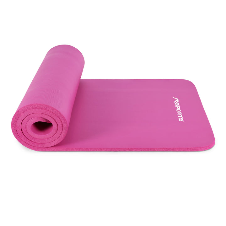 MSPORTS Gymnastikmatte Studio 183 x 61 x 1,0 oder 1,5 cm | inkl. Übungsposter und Tragegurte | Hautf