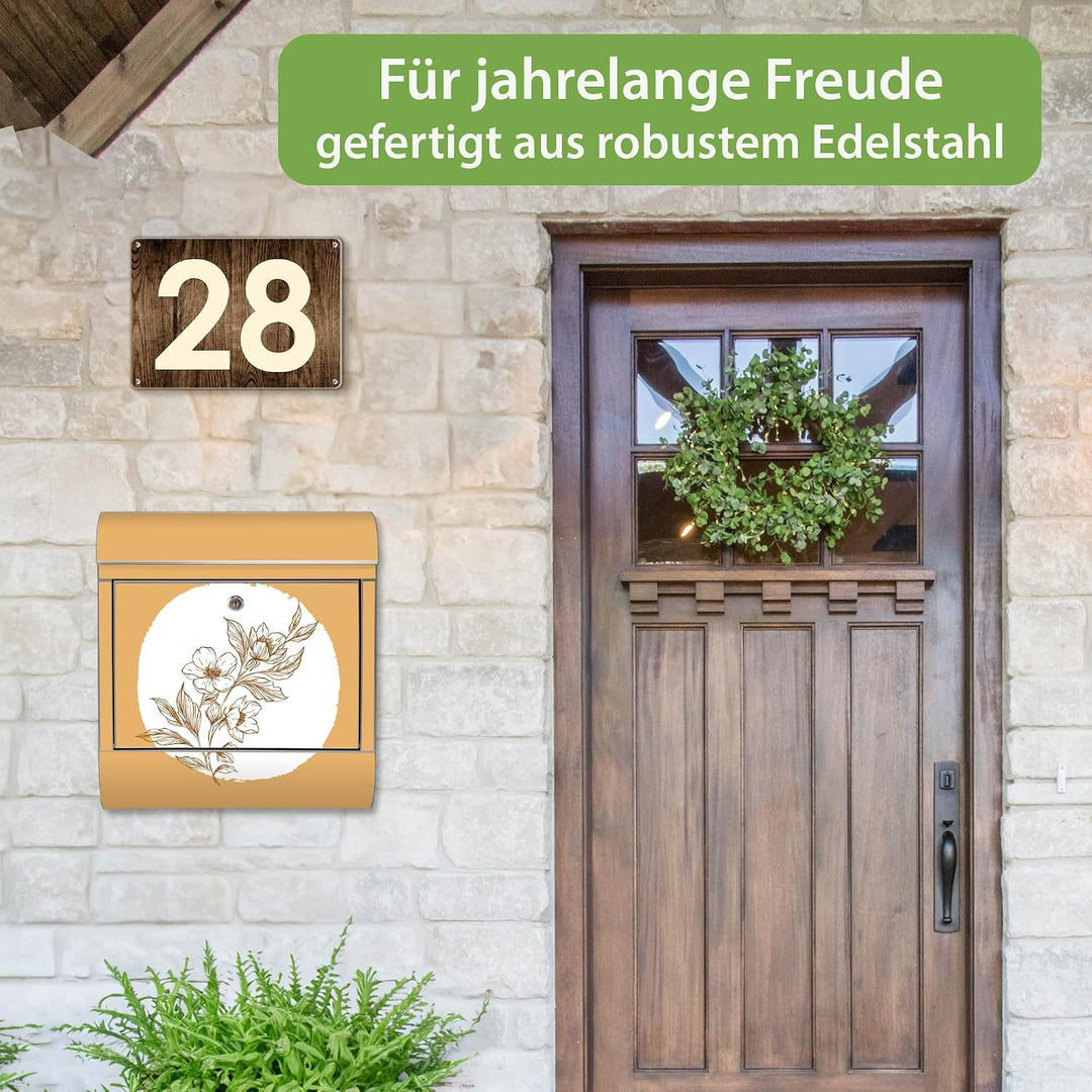 banjado Briefkasten Edelstahl 38x43x12cm & 2 Schlüssel - rostfreier Edelstahl Briefkasten mit Zeitun