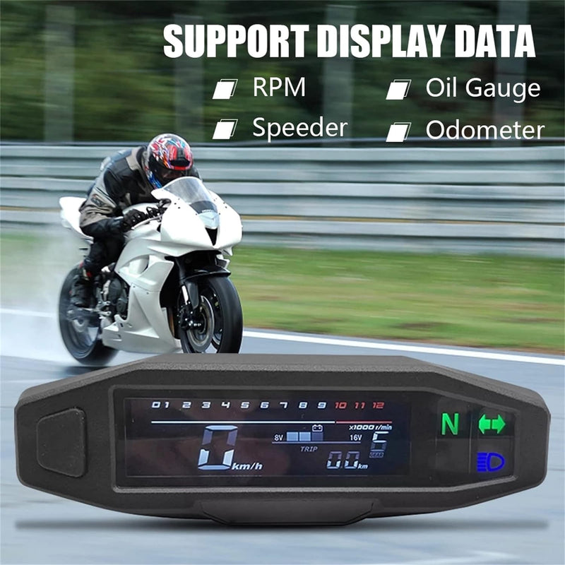 KAOLALI Universal-Digital-Tachometer für Motorrad, mit LCD-Display, Vergaser, Kilometerzähler mit Se