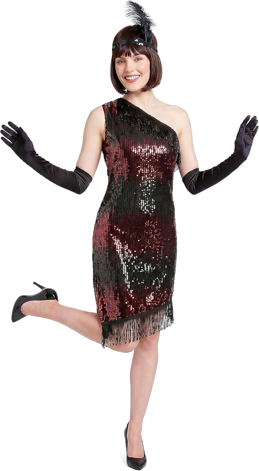 DEGUISE TOI Charleston Kleid schwarz-rot für Damen - Schwarz M-L, M-L