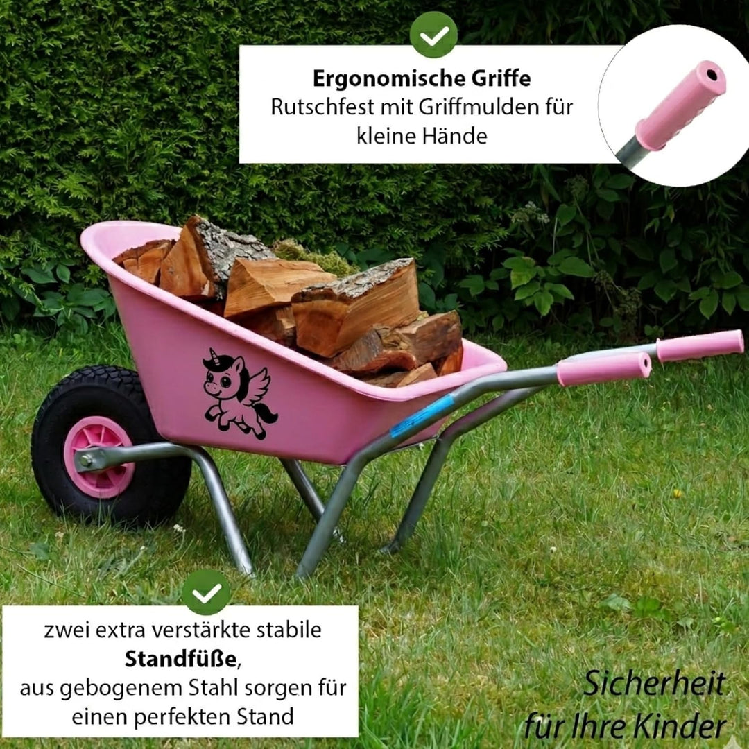 TRUTZHOLM Kinderschubkarre Einhorn rosa 40 kg Traglast Stahl | Uni, 3,6 kg, 40 kg Traglast, Stahl Ku