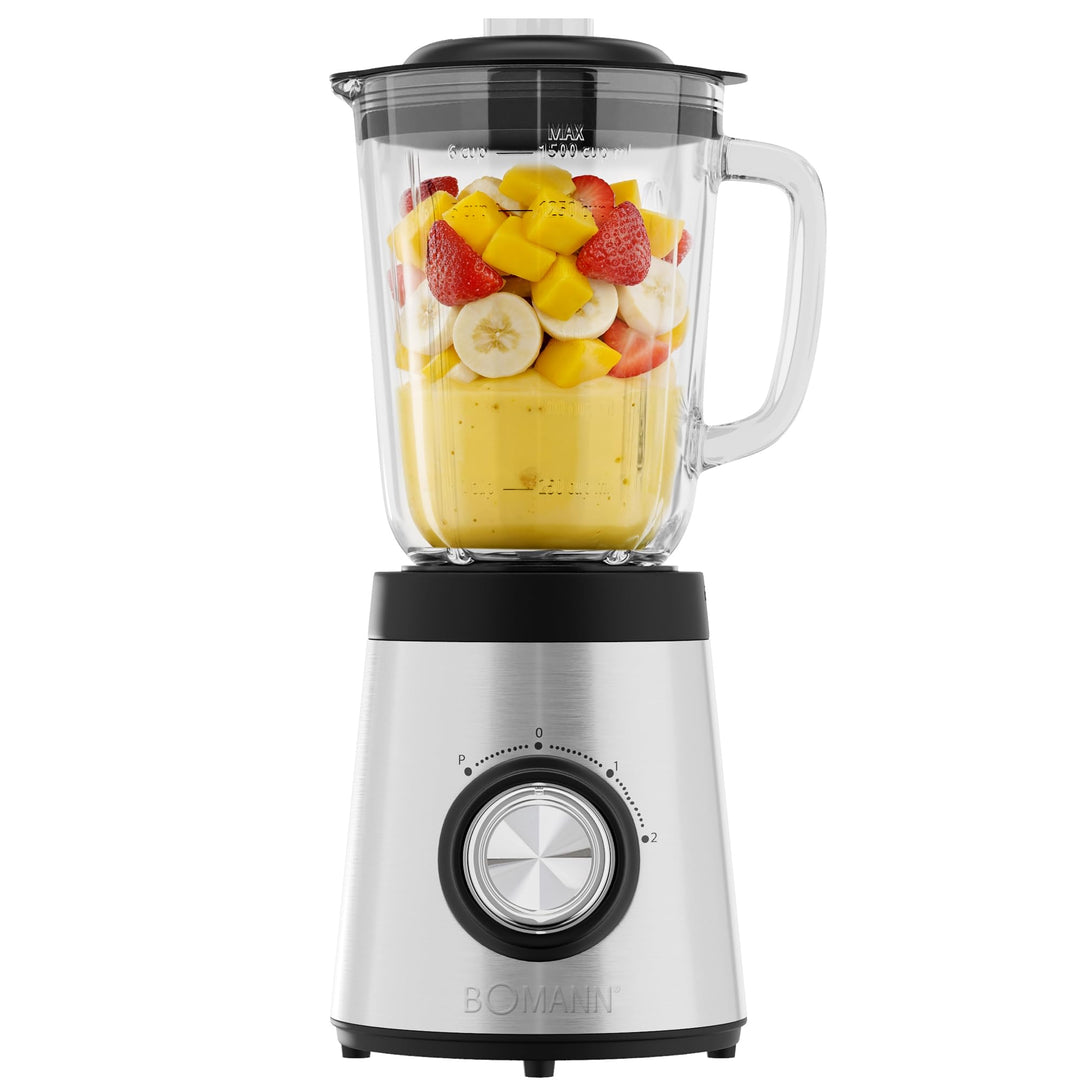 Bomann® Standmixer 700W | Mixer | BPA frei | massives Glas | 4-fach Edelstahl-Messer | 1,5L Smoothie