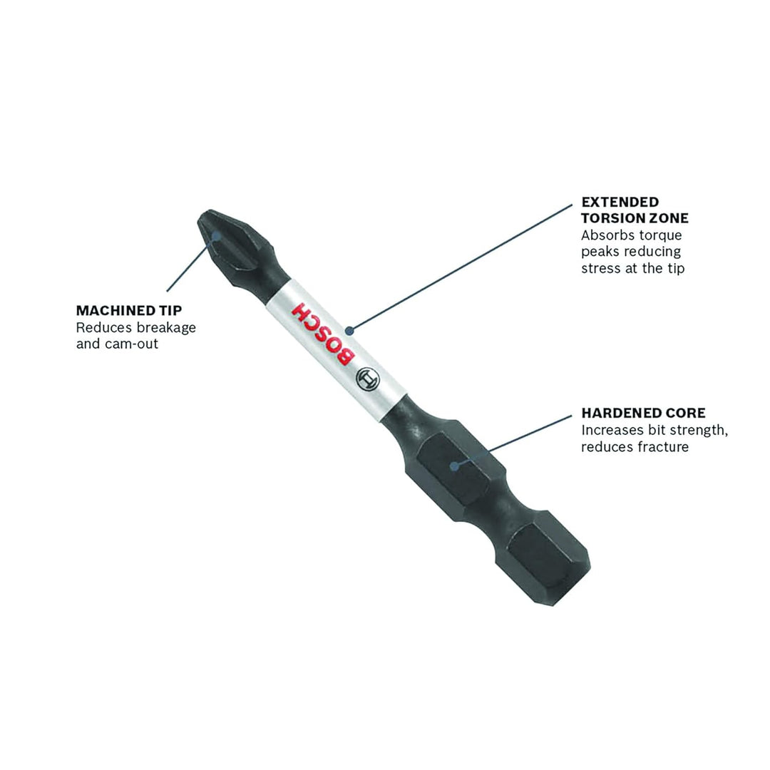 BOSCH ITSQ26B 10 Stück 15,2 cm Vierkant #2 Schlagfeste Schraubendreher-Bits