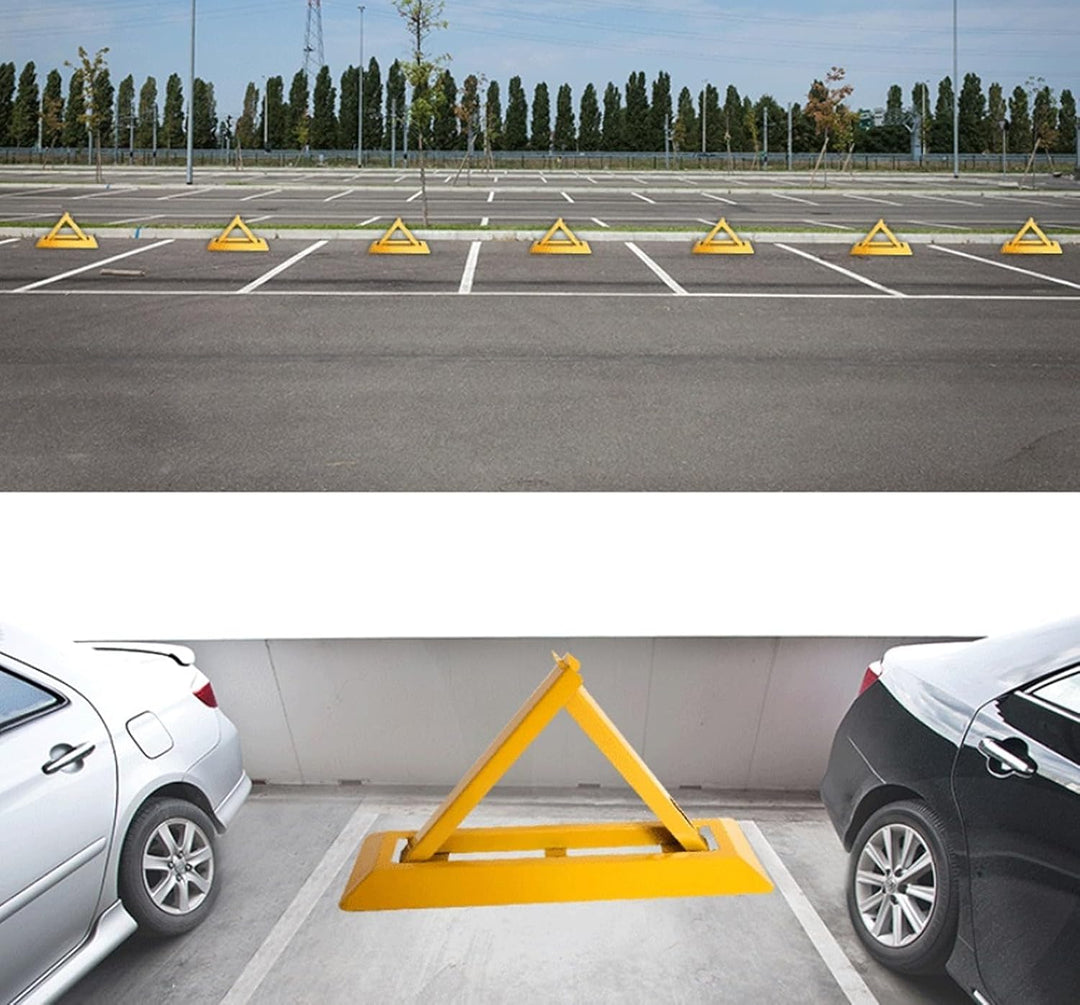 Parkplatzsperre klappbar | Parkplatzblockierer mit roten Warnstreifen + 2 Schlüssel | Parkplatzbügel