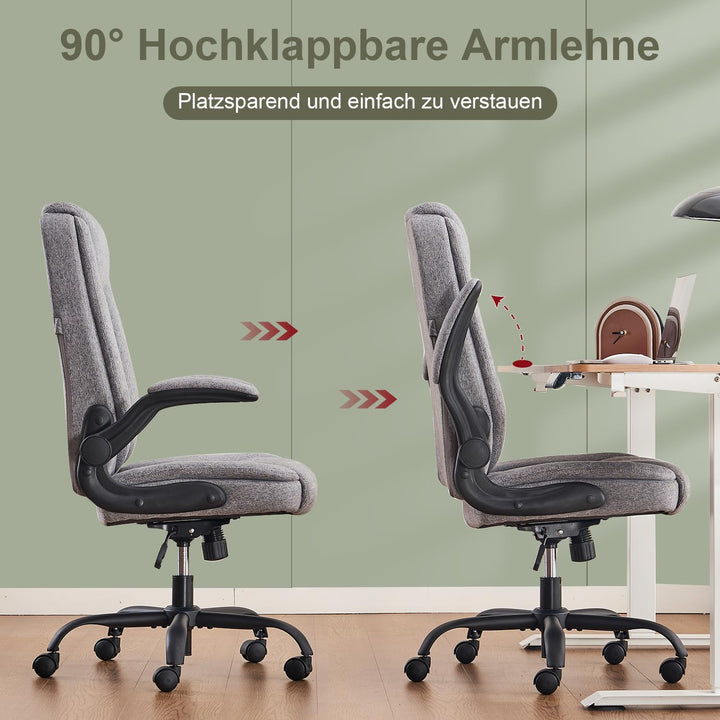 CASTLOVE Bürostuhl Ergonomisch Schreibtischstuhl Chefsessel Mit Gepolsterten Armlehnen Klappbar, Höh