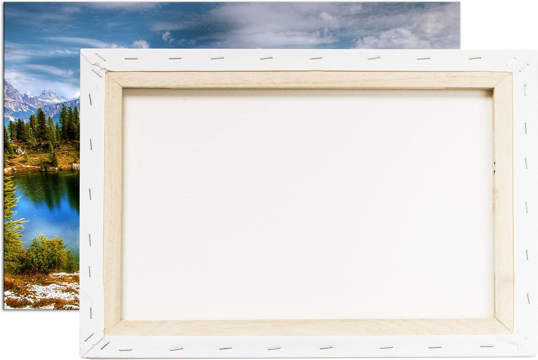 Zauberhafter See in den Bergen Format:75x50 cm als Leinwandbild, Motiv fertig gerahmt auf Echtholzra