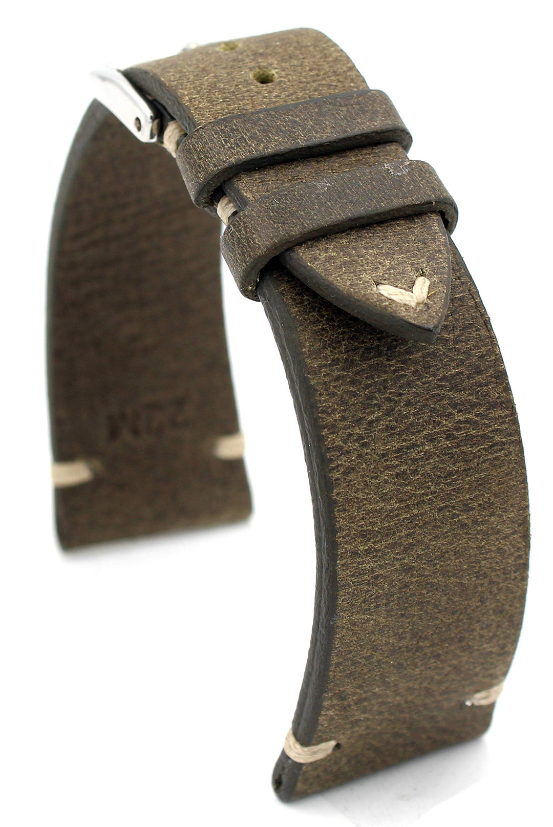 RIOS1931 Sagittarius Vintage Rindsleder Uhrenarmband handgemacht in Deutschland Robust 22mm Moosgrün