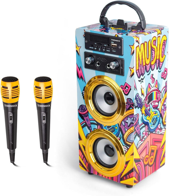 Trendix - Karaoke Kinder Music Star | Karaoke Maschine Kinder 2 Mikrofone | Karaoke Anlage Mit 2 Mik