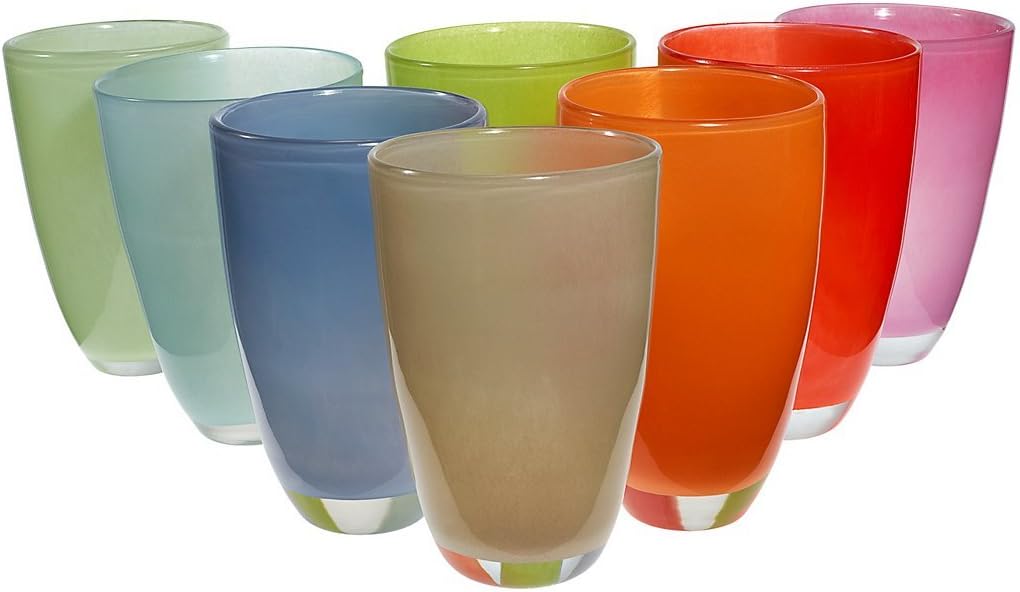 CRISTALICA Bouquet Vase Blumenvase Übertopf Colori Grün H 26 cm D 16 cm Handgeformt Mundgeblasenes G
