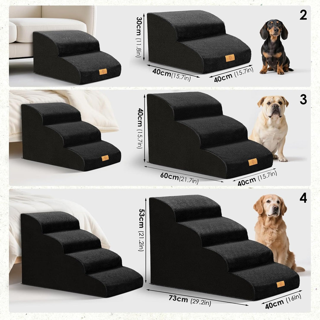 Hundetreppe für Kleine Hunde, Haustiertreppe 3 Stufen, Hochdichtem Schwamm Hundetreppen 40cm Hoch, H