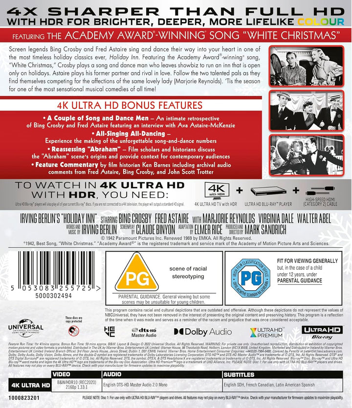 Holiday Inn [4K Ultra HD] [1942] [Blu-ray] [2022] [Region Free]