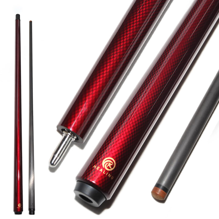 OKHEALING Billardqueue, 58 Zoll, 19 oz, 1/2 Dichtung Carbon Fiber Pool Cube Stick, 12,4 mm (Play Cue