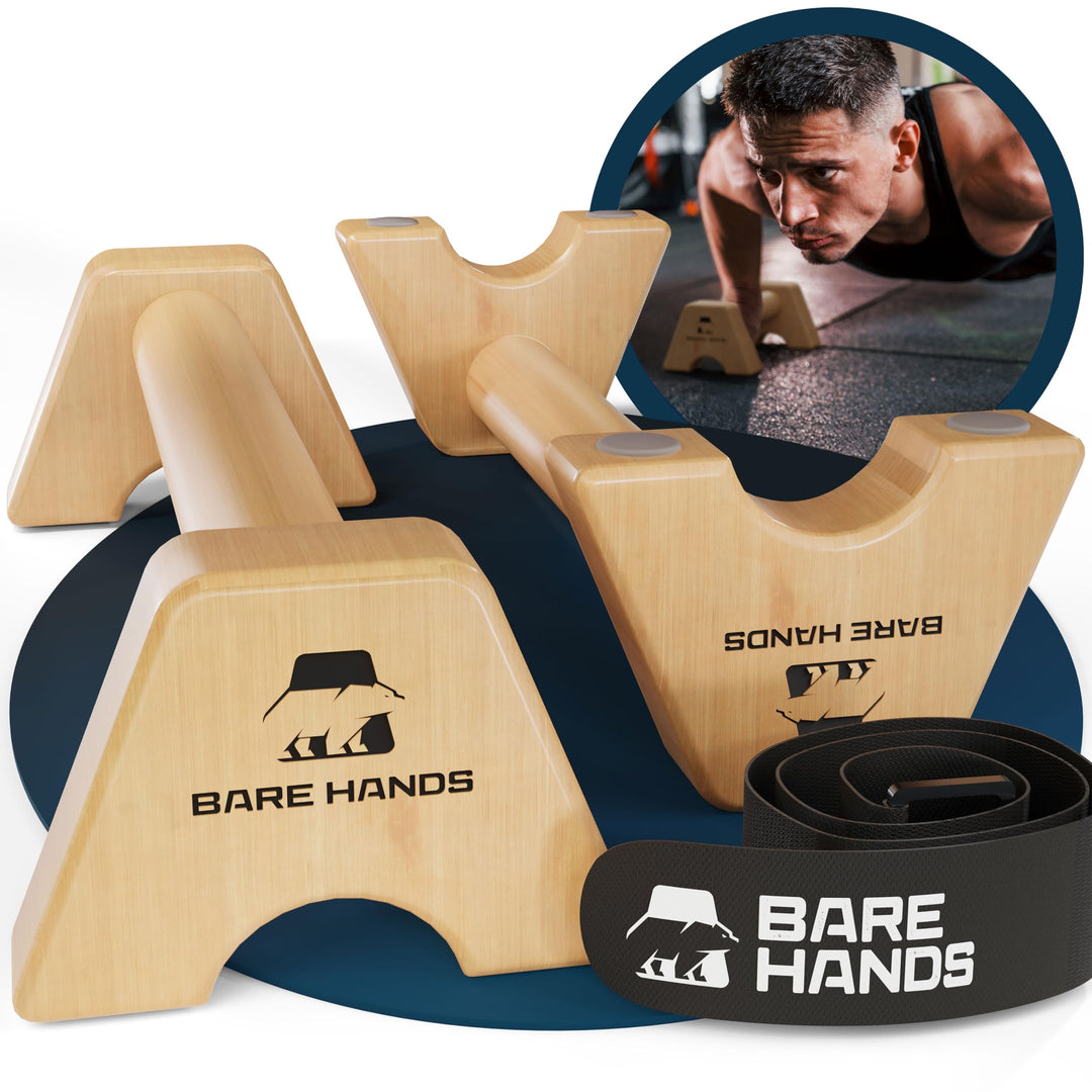 BARE HANDS Liegestützgriffe – 2x gelenksschonende & rutschfeste Holz Liegestützgriffe – Calisthenics