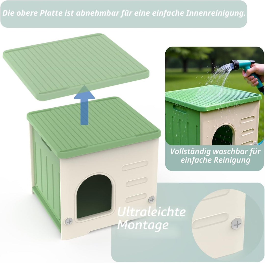 Outdoor Katzenhaus Stapelbar, Plastik Katzenunterstand Wildkatzenhaus Wetterfest Wasserdicht Erhöht