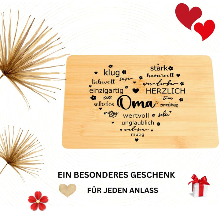 Personalisiertes Frühstücksset, 2er Set Schneidebrett mit Gravur, Geschenke für Oma und Opa, Brettch