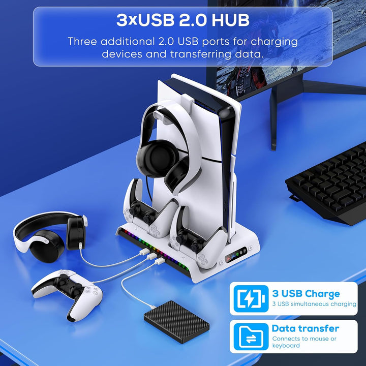 FASTSNAIL ASTSNAIL Standfuss für PS5/PS5 Pro/PS5 Slim, Lüfter Ständer für Playstation5 Digital/Disc