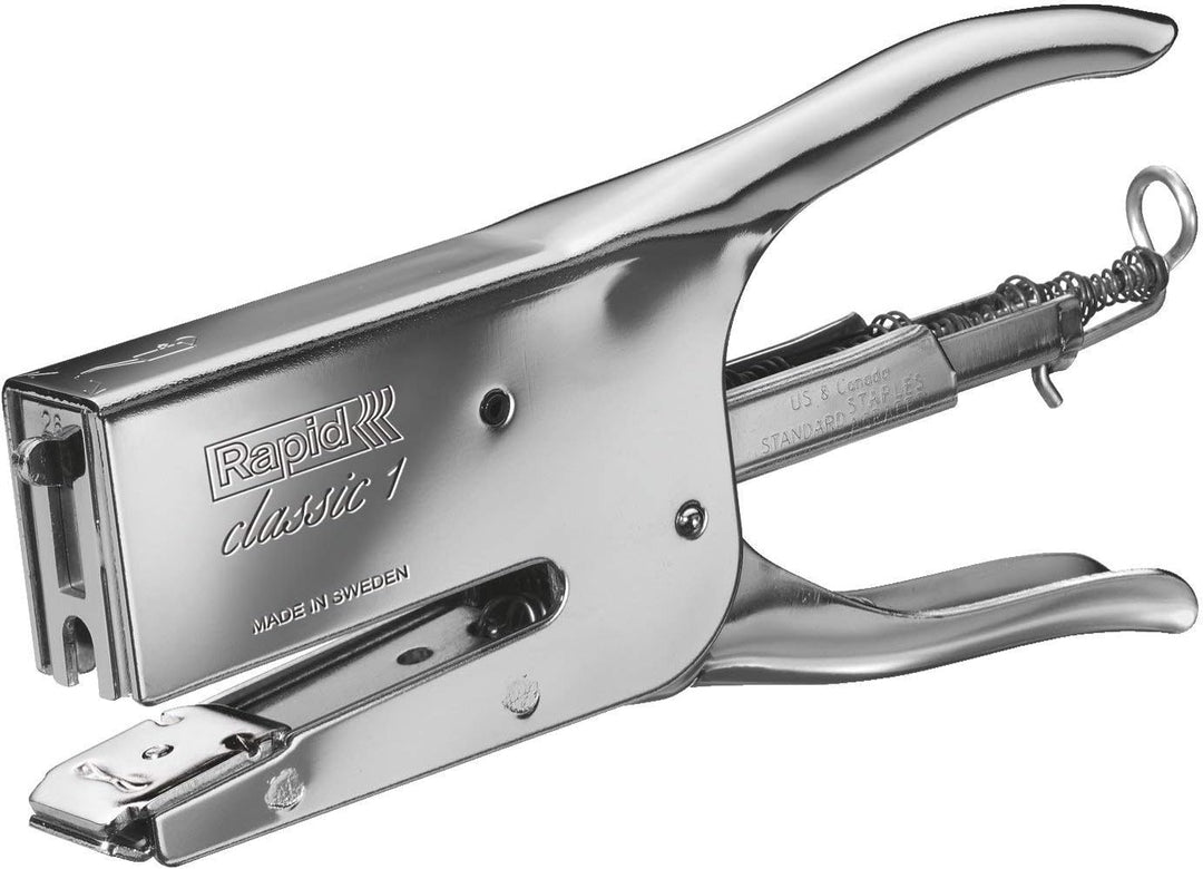 Rapid 10510601 Heftzange K1 (Metall, Heftleistung 50 Blatt, Heftklammerntyp 24) chrom &amp; Heftklammern