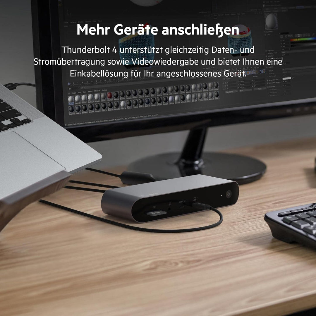 Belkin aktives Thunderbolt 4-Kabel, USB Type C-Verbindung mit 100W Power Delivery, PD-fähig, USB-4-k