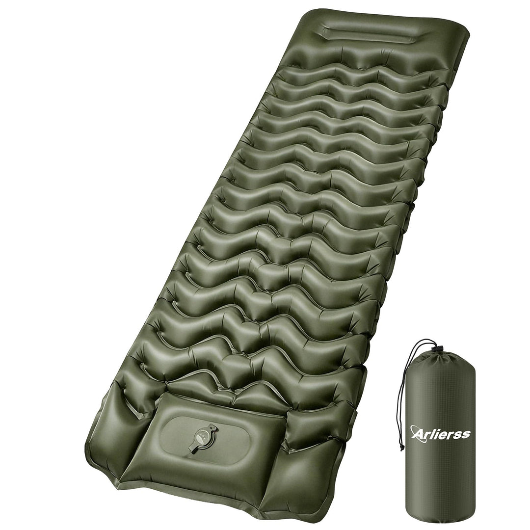 Isomatte, 12CM Dicke Luftmatratze Camping mit Fusspresse Pumpe und Kissen, Anti-Ripstop Tragbar Schl