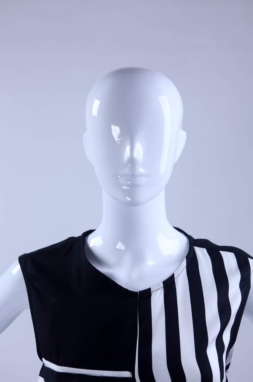 weibliche Schaufensterpuppe LF3-B abstrakte Weiss in Glanz Nase und Mund geformt (Frau LF3-B weiss g