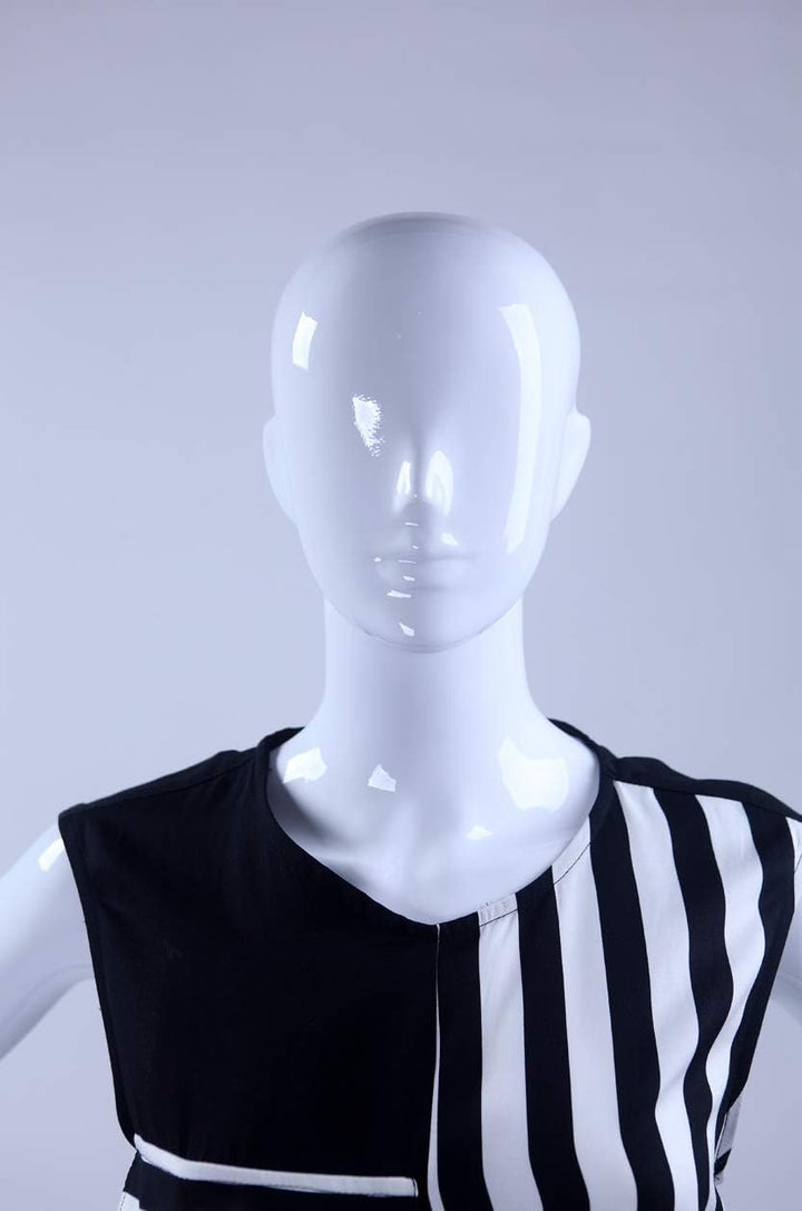 weibliche Schaufensterpuppe LF3-B abstrakte Weiss in Glanz Nase und Mund geformt (Frau LF3-B weiss g