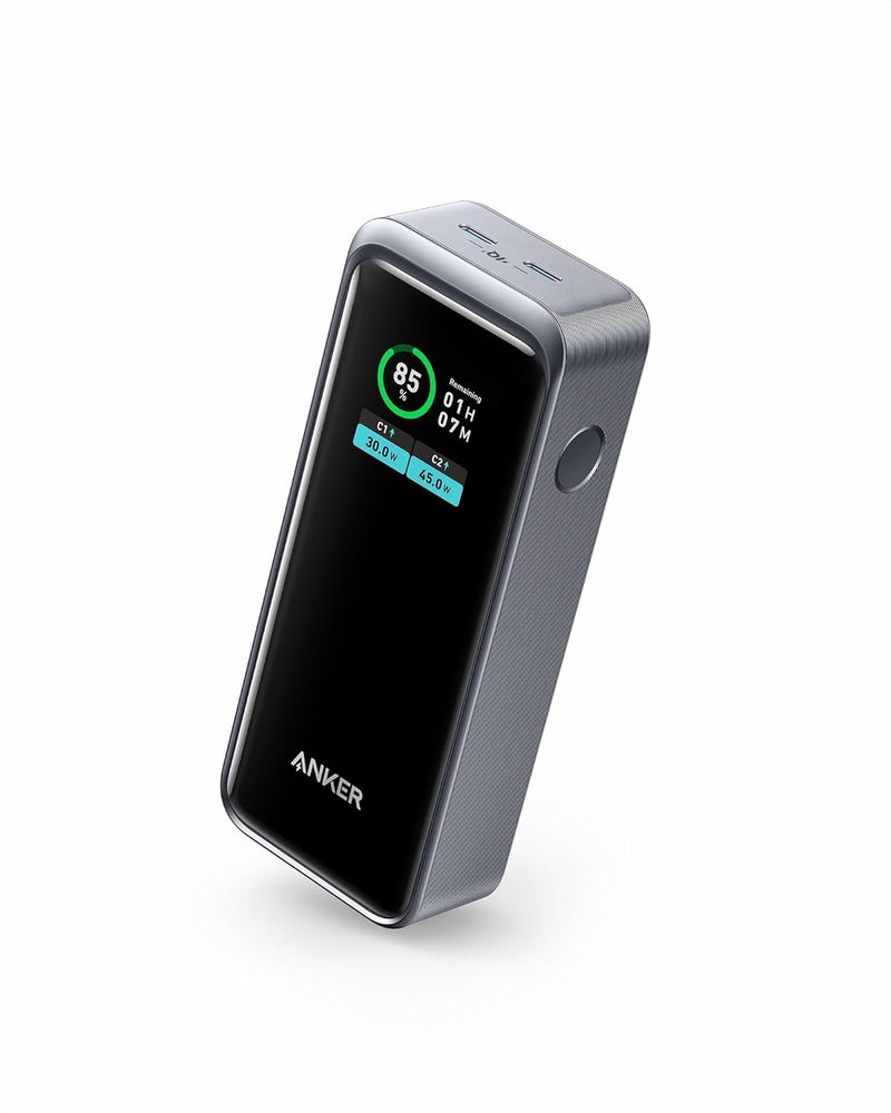 Anker Prime Powerbank, 12.000mAh 2-Port Ladegerät mit 130W Leistung, Smartes Display, Kompatibel mit