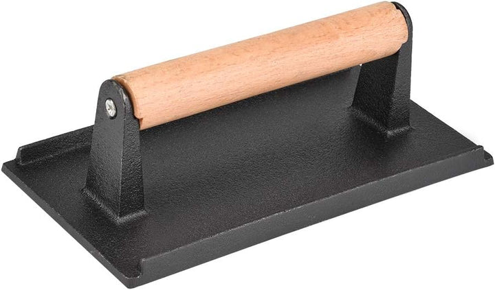 Tomotato Grillpresse Gusseisen Fleischbeschwerer Heavy Duty Steak Beschwerer Speckpresse mit Holzgri