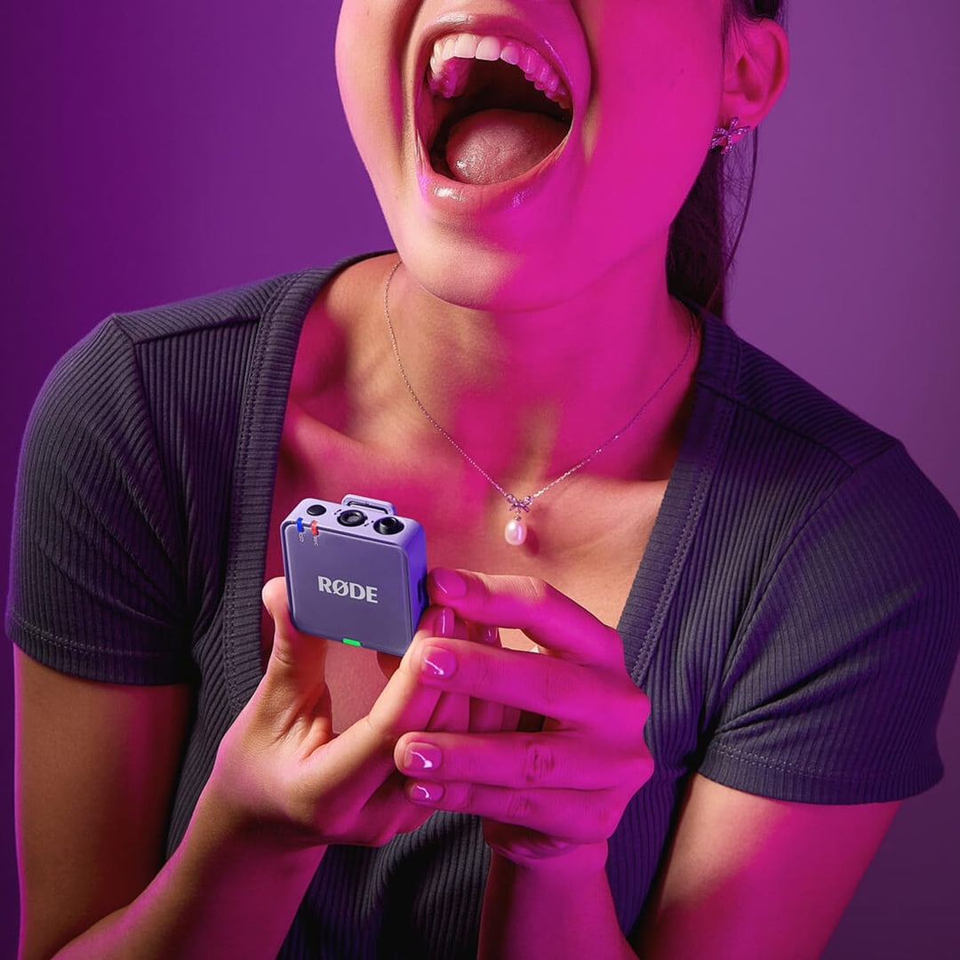 Rode Wireless GO Gen 3 Drahtloses 2-Kanal Mikrofon-Funksystem Lila mit Interview GO Handadapter und