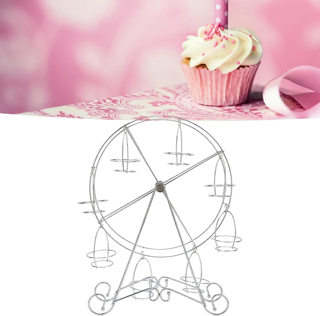 Dessert-Tragetasche, dekorativer wiederverwendbarer Riesenrad, Cupcake-Ständer, 8 Tassen, Edelstahl,