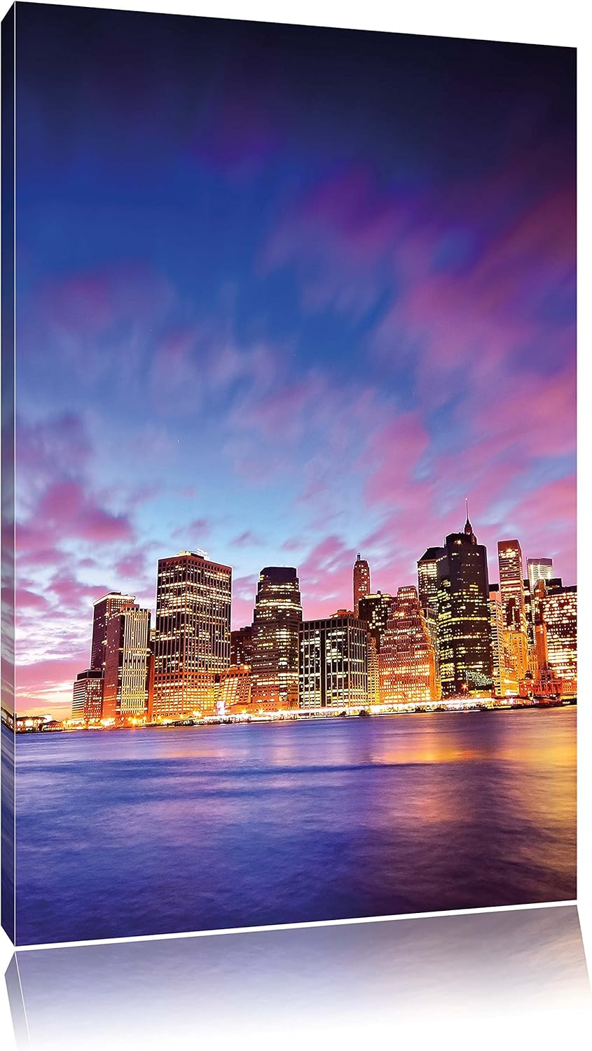 Pixxprint Skyline New York - Blick vom Dach des Empire State Building, Format: 100x70 auf Leinwand,