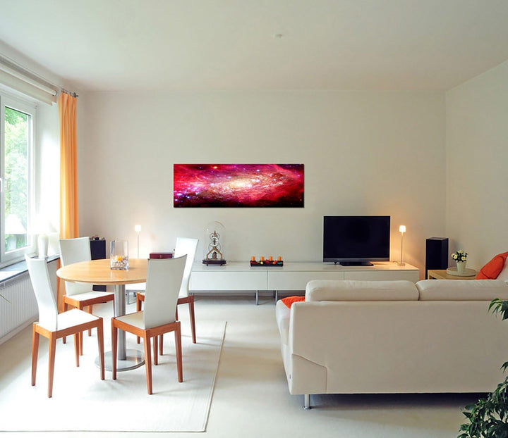 Paul Sinus Art Panoramabild auf Leinwand und Keilrahmen 150x50cm Sterne Galaxie Weltall Planeten