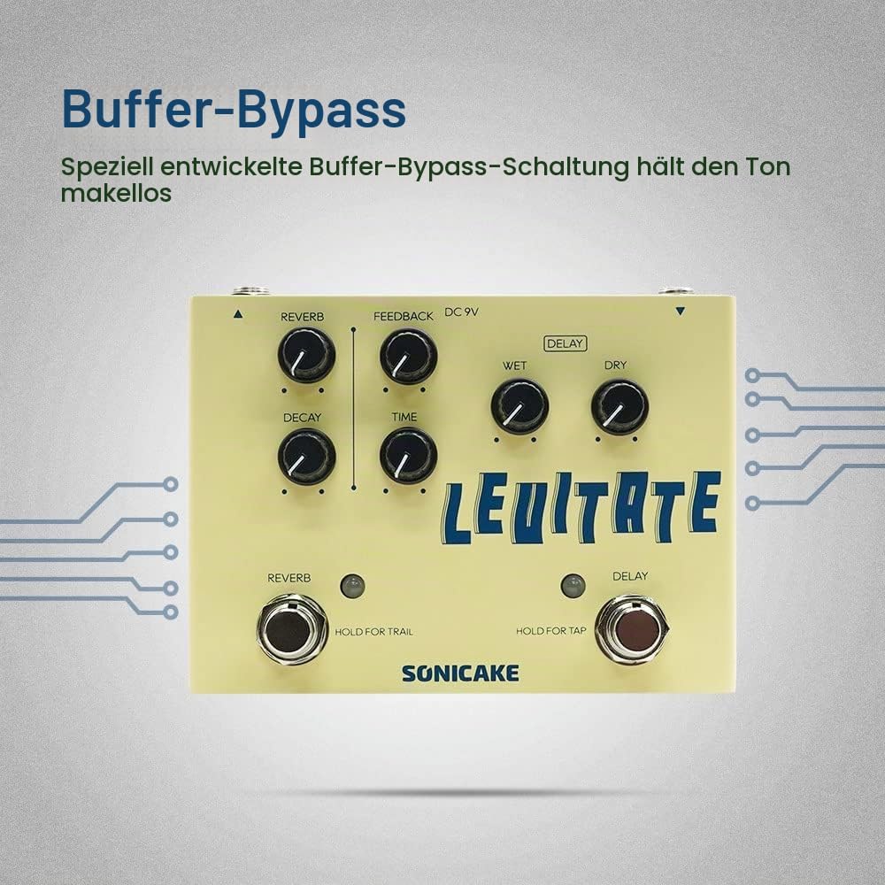 SONICAKE Delay und Reverb 2 in 1 Gitarren Effektpedal Digital Levitate Delay Reverb, Delay Reverb