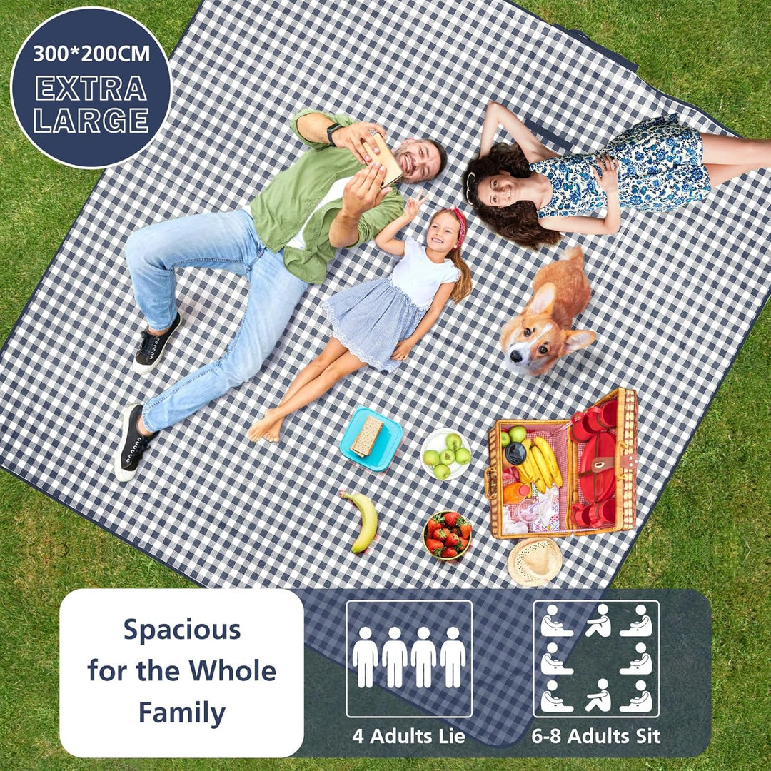 Picknickdecke 300x200 cm, Sandfest Stranddecke Wasserdicht Campingdecke, Waschbar mit Tragegriff, Id