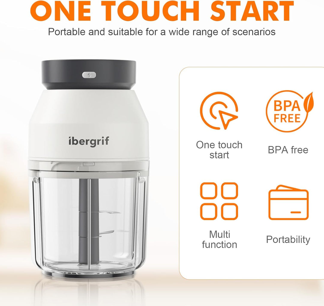 Ibergrif M503 Multizerkleinerer Elektrisch,Zerkleinerer Elektrisch 400ml, USB-Aufladung, Portabilitä