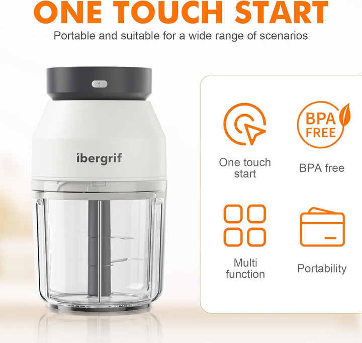 Ibergrif M503 Multizerkleinerer Elektrisch,Zerkleinerer Elektrisch 400ml, USB-Aufladung, Portabilitä
