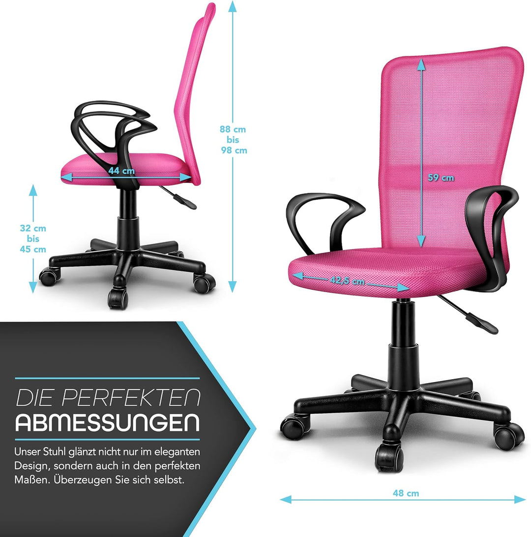 TRESKO Bürostuhl Schreibtischstuhl Drehstuhl, mit Armlehnen &amp; Kunststoff-Leichtlaufrollen, stufenlos