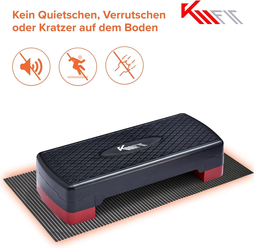 KM-Fit Fitness Stepper | Steppbrett Aerobic Stepper für zuhause | Step-Bench 2-fach höhenverstellbar