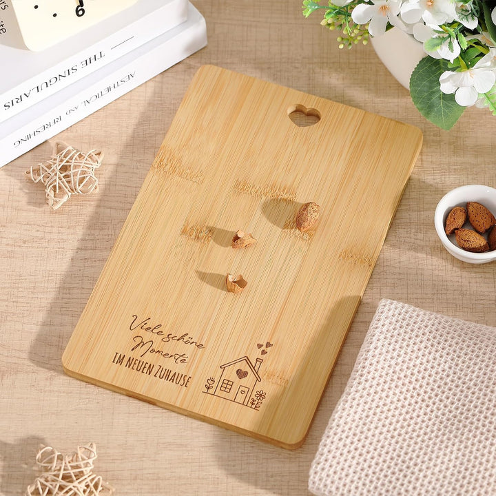 Xuniea Einweihungsgeschenk Wohnung 28 x 18 cm Holz Schneidebrett Baumwolle Küchentuch Einzugsgeschen