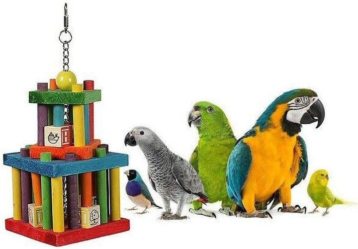 Happy Pet Labyrinth aus Bauklötzen, Papageienspielzeug Klassisch, Klassisch
