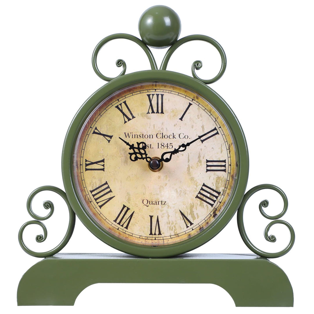 Retro Tischuhr Klassische Vintage Roman Stil Schreibtischuhr Silent Ohne Ticken für Wohnzimmer Schla