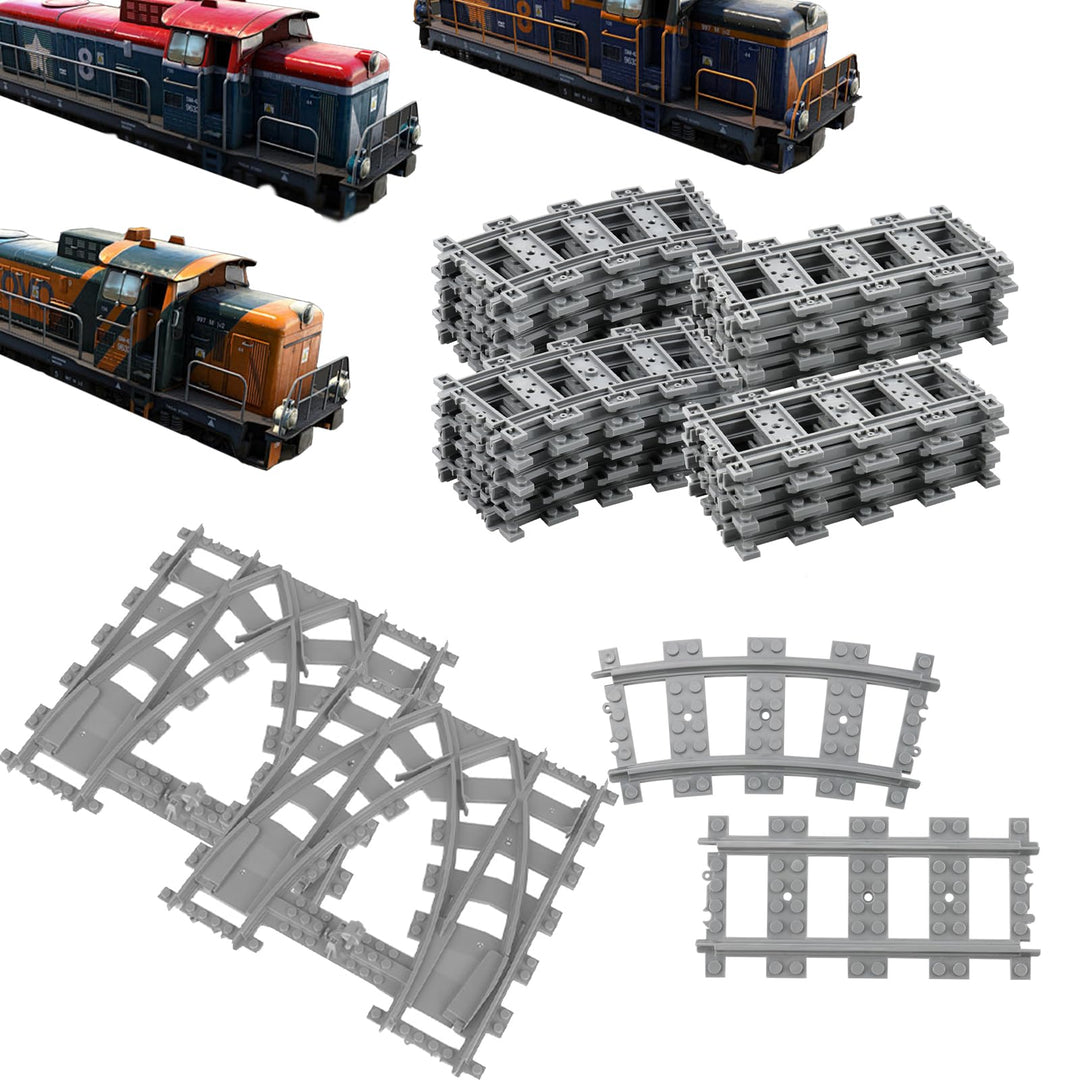 SenaiMy 54 Stück Eisenbahn Schienen City Schienen, Bausteine Zug Schienen Set für City Zug Zubehör,
