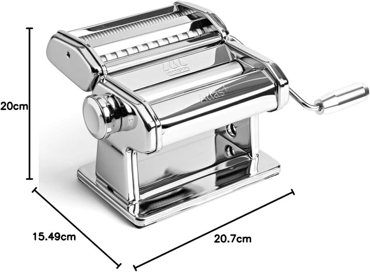 Marcato – Atlas+ Nudelmaschine für frische Pasta aus eloxiertem Aluminium mit 4 Formen | Lasagne, Fe