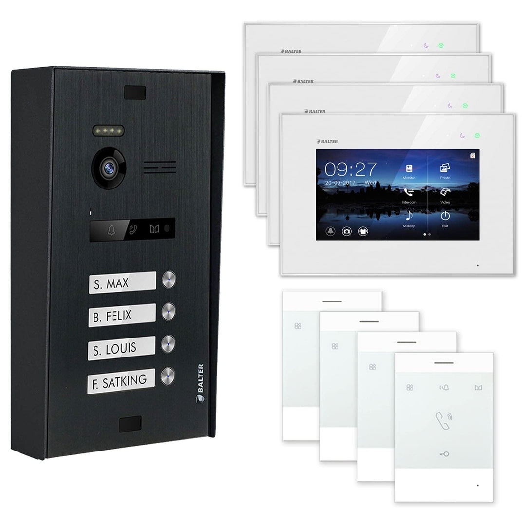 Nonic Balter EVO Aufputz Video-Türsprechanlagen WLAN Set 4 Familienhaus (1x Türstation mit Kamera Sc