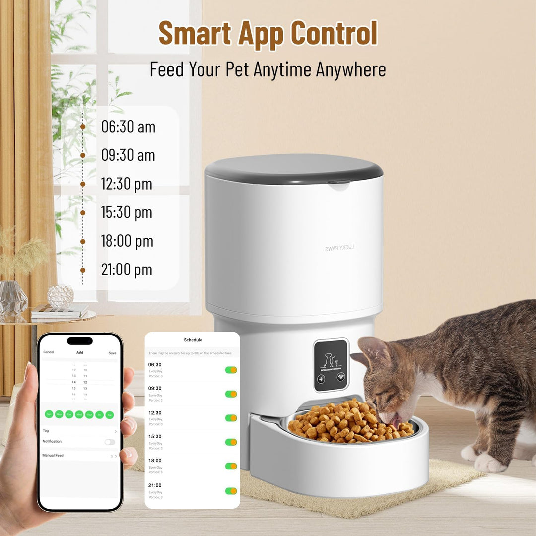 Futterautomat Katze 4L, Katzen Futterautomat mit Timer und Portionskontrolle, 1–6 Mahlzeiten pro Tag