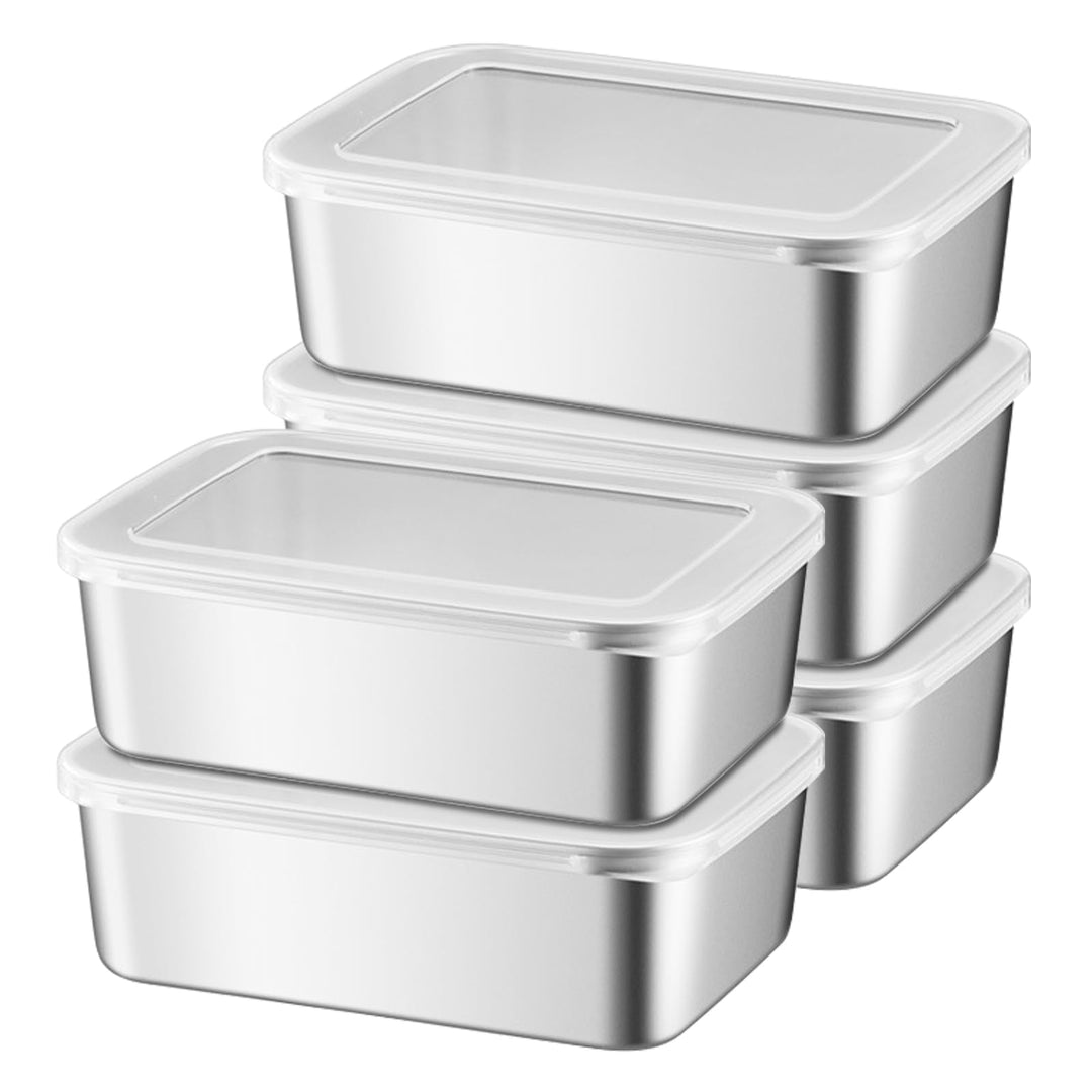 5 Stück Frischhaltedosen mit Deckel: 1100 ML Edelstahl Frischhaltedosen, Wiederverwendbar Gefrierdos
