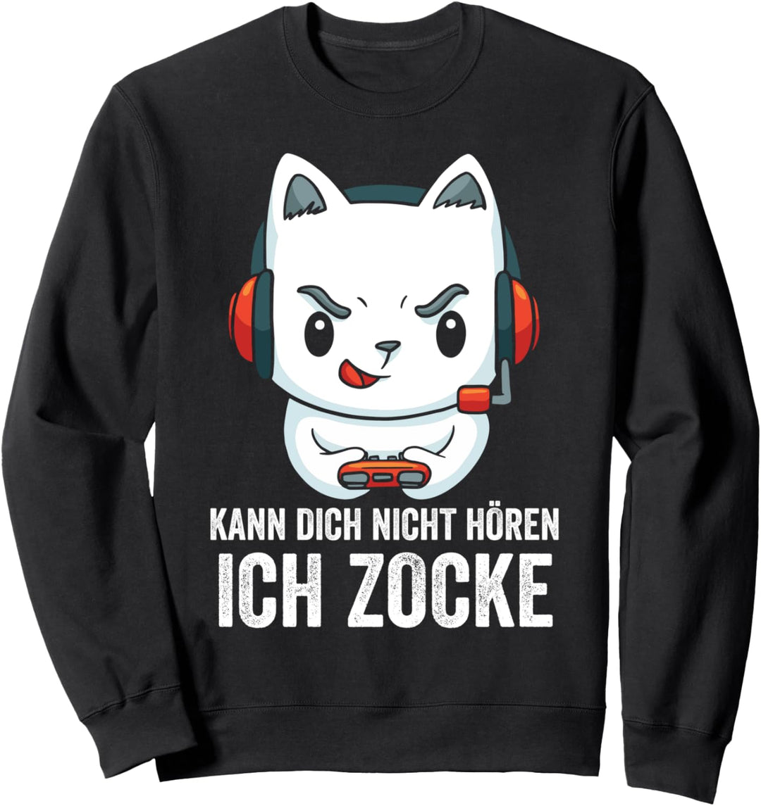 Kann dich nicht hören ich zocke Gaming Katze Sweatshirt